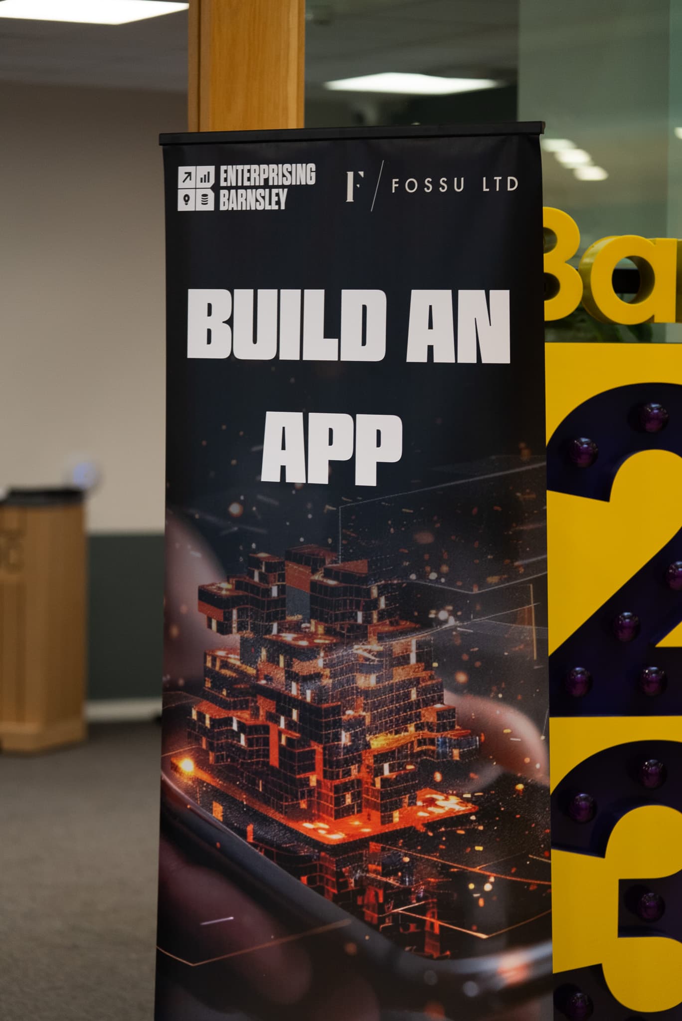 The Build an App with AI banner at the Digital Media Centre in Barnsley